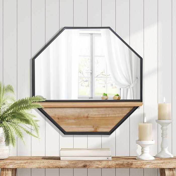 Immagine prodotto Swisshandel24 61 x 61 cm specchio da parete ottagonale specchio appeso specchio da soggiorno con mensola design (61 x 61 cm)