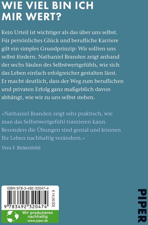 Image du produit Die 6 Säulen des Selbstwertgefühls (Allemand, Nathaniel Branden, Anni Pott, 2023)