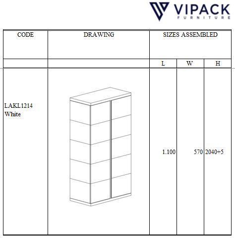 Immagine prodotto Vipack Armadio a 2 ante Lara Bianco (110 cm)