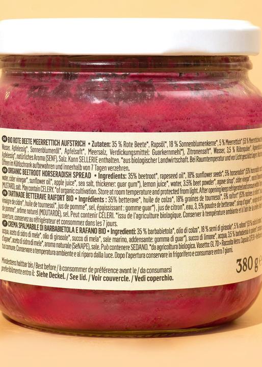 Nährwerte und Zutaten KoRo Bio Rote Bete Meerrettich Aufstrich (380 g)