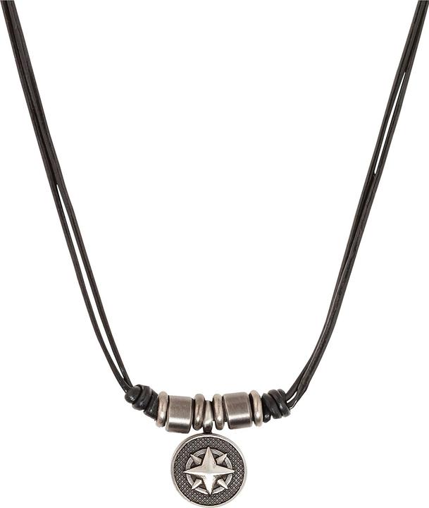 Immagine prodotto S.Oliver Collana da uomo, pelle, acciaio inossidabile | bussola (Acciaio inossidabile, Cuoio, 40 cm)