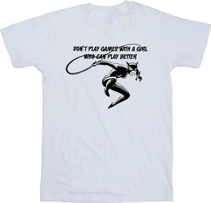 Actual product image Mens Catwoman Don't Play Games T-Shirt (XL)