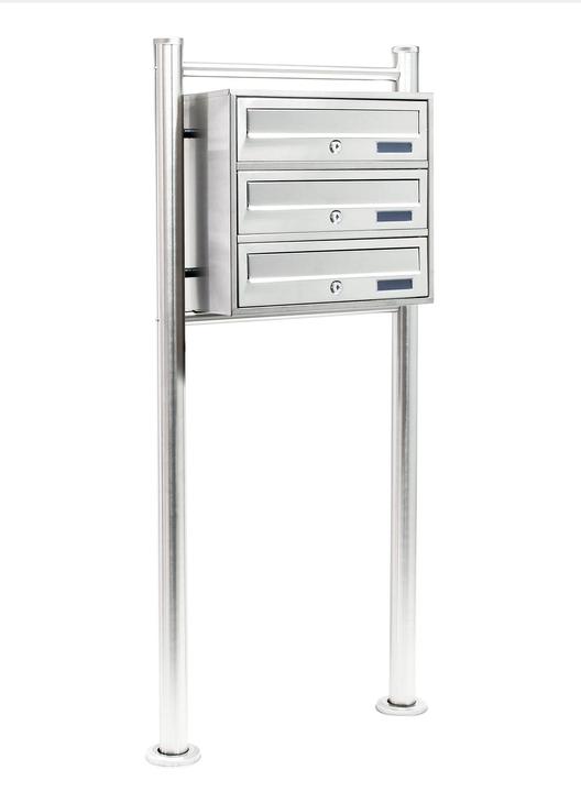 Produktbild Wiltec 3er Briefkastenanlage Edelstahl 512x270x1150mm Standbriefkasten Post