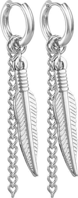 Produktbild Star Piercing Ohrring silber Anhänger Feder mit Kette (Chirurgenstahl 316L, ohne Messing)