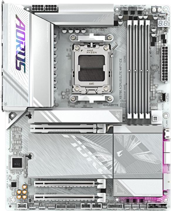 Produktbild Gigabyte MB GBT AMD AM5 X870E AORUS ELITE WF7 ICE (AM5, AMD X870E, ATX)
