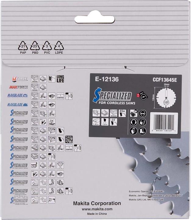 Actual product image Makita Maki EFFICUT S?geb.136x20x45Z E-12136