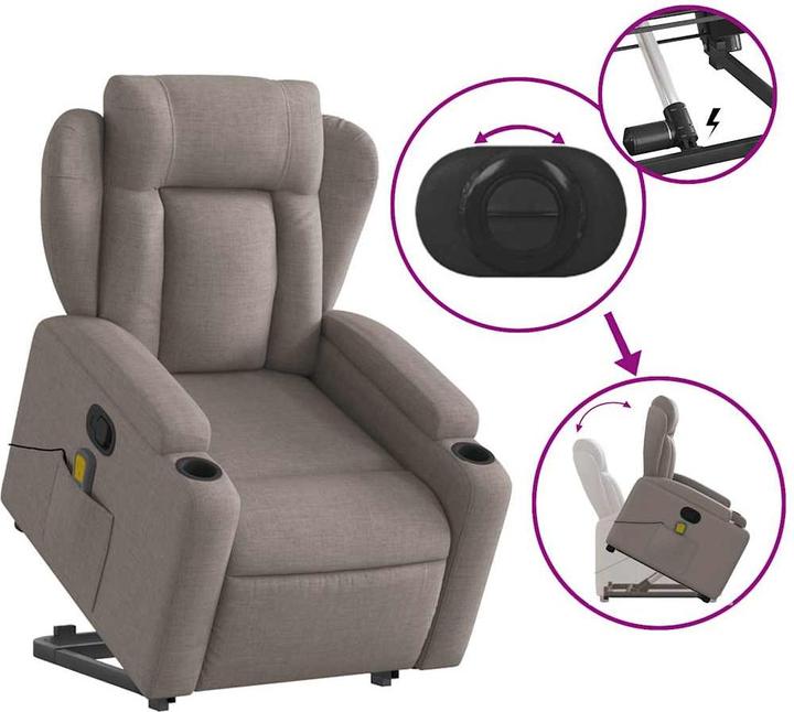 Actual product image VidaXL Massage chair with stand-up aid fabric