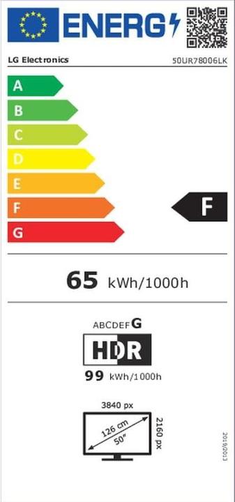 Energie-Label LG 50UR78006LK (50", UR78, LED, 4K, 2023)