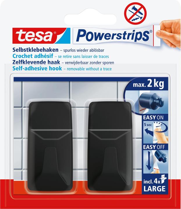 Image du produit tesa Crochet adhésif Powerstrips LARGE carré - 2 x crochets muraux auto-adhésifs