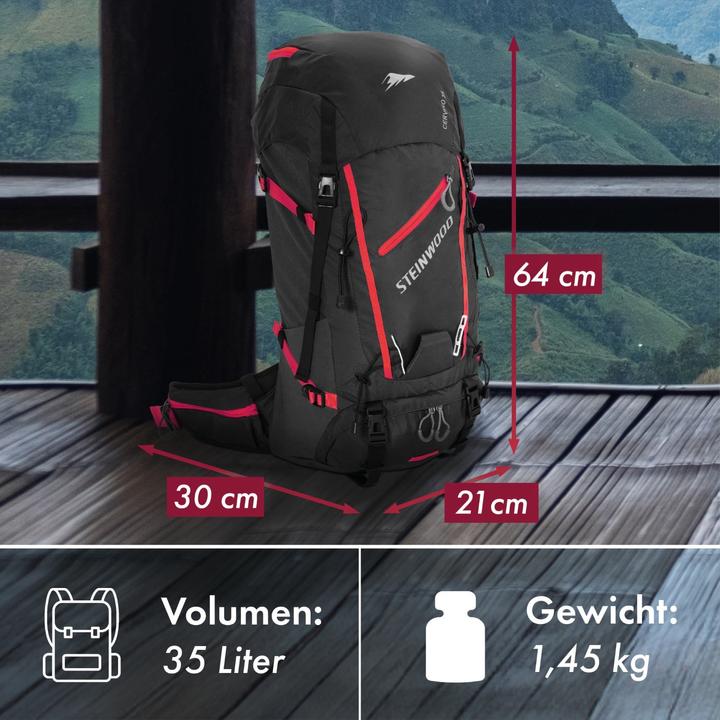 Actual product image Steinwood Wanderrucksack 35L - Wasserabweisend, mit Regenschutz & Rückenbelüftung (36 l)
