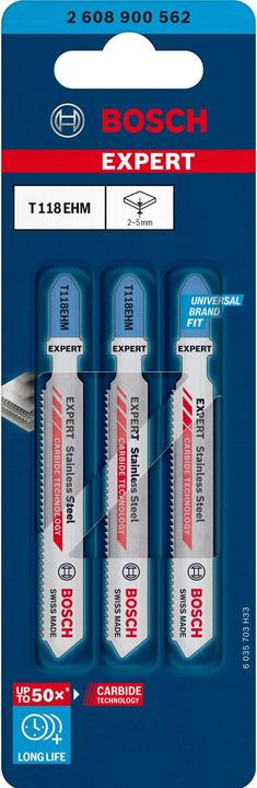 Produktbild Bosch Professional Zubehör EXPERT ‘Stainless Steel’ T 118 EHM Stichsägeblatt, 3 Stück