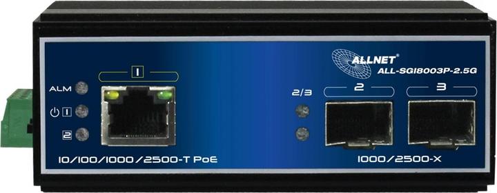 Produktbild Allnet switch unmanaged industrial 3 port 2.5gigabit 90w / 1x poe bluetooth / 2x sfp 1g/2.5g / lüft (3 Ports)