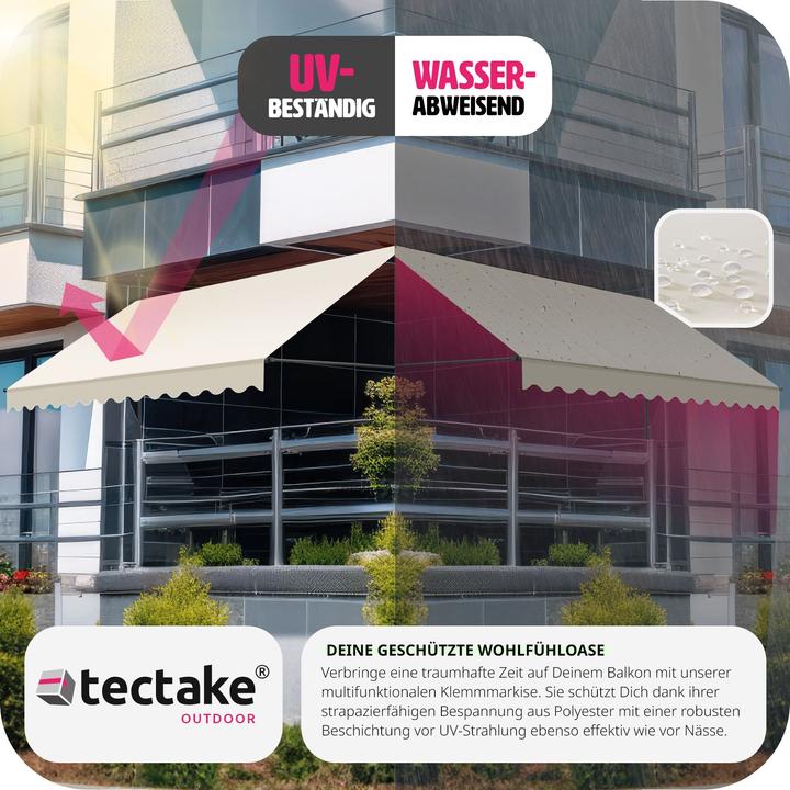 Produktbild tectake Klemmmarkise mit Handkurbel (3.50 m)