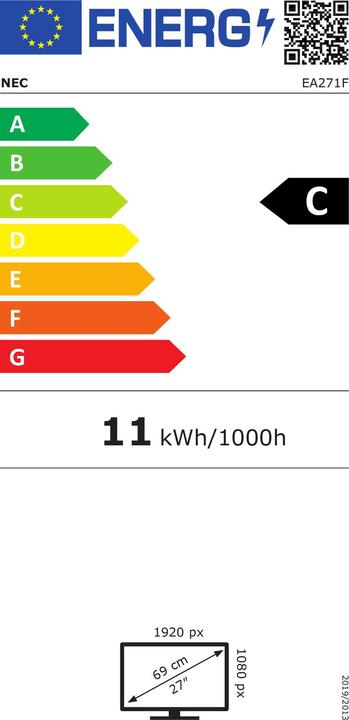 Label énergétique NEC 27 L MS EA271F BK (1920 x 1080 pixels, 27")