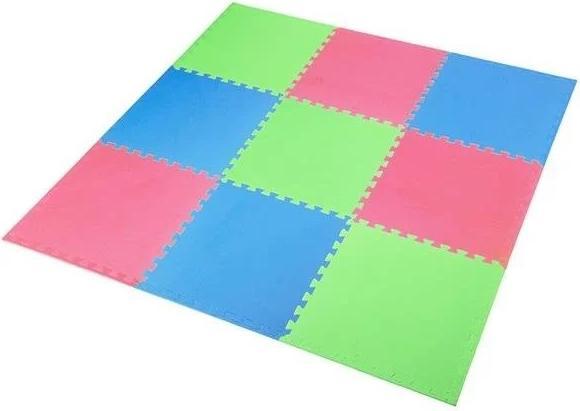 Immagine prodotto One Tappetino pieghevole per allenamento Fitness MP10 verde-blu-rosso, 60x60x1,0cm (9 pezzi) (10 mm)
