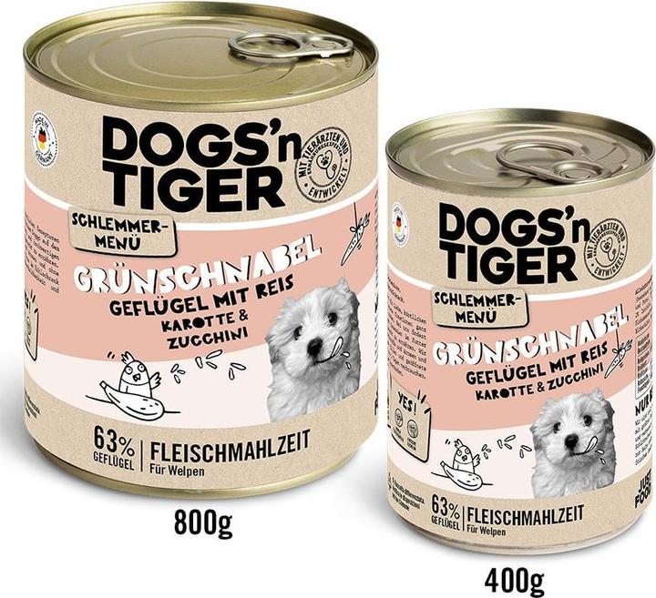 Produktbild Dogs'n Tiger Schlemmermenü Grünschnabel 400g (Welpe + Kitten, 400 g)