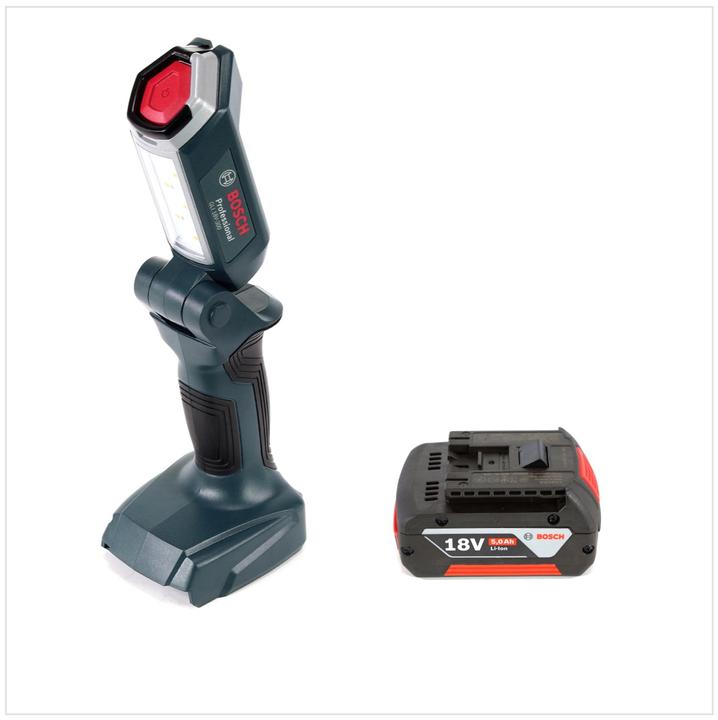 Image du produit Bosch Professional GLI 18V-300 Lampe sans fil + 1x Batterie GBA 18 V 5,0 Ah - sans Chargeur (300 lm)