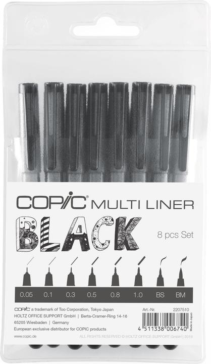 Actual product image Copic Multiliner set black, 8 pieces (Black, 8 x)