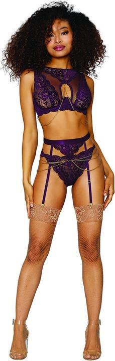 Actual product image Dreamgirl Women's Lace and Mesh 3 Piece Set (M)