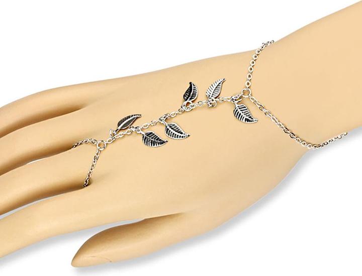 Produktbild Star Piercing Armkette silber mit Blätter (Messing)