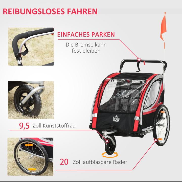 Image du produit Homcom Remorque de vélo pour enfants avec sac de rangement