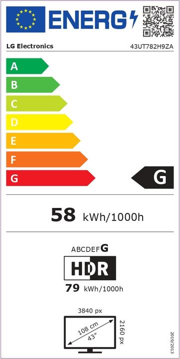 Energy Label LG Hotel TV 43UT782H9 43 (43", LCD, 4K, 2022)