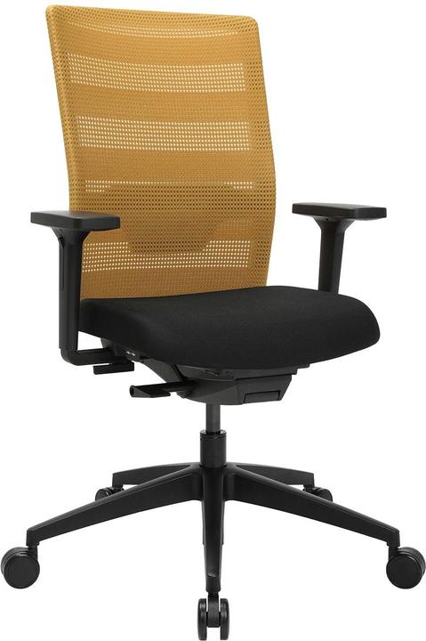 Topstar Sedia girevole da ufficio AirWork, con braccioli, sincromeccanismo, nero, ocra.