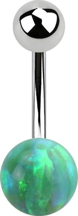 Image du produit Star Piercing Banane argentée avec boule et boule opale verte (sans laiton, Acier chirurgical 316L)