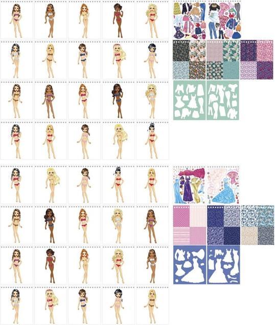 Actual product image Besties Fashion Design Colouring Book with Stickers, 20 sheets