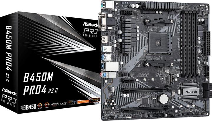 Produktbild AsRock B450M Pro4 (AM4, AMD B450, mATX)