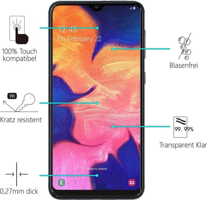 Produktbild Screenguard Samsung Galaxy A10 Panzerglas Schutzfolie Case Friendly Design (1 Stück, Samsung Galaxy A10)