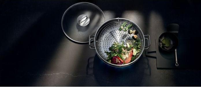 Produktbild WMF Wok Set 4tlg Wokpfanne 36cm 4,5l Glasdeckel Induktion Edelstahl (36 cm, Wok Pfanne, Edelstahl)