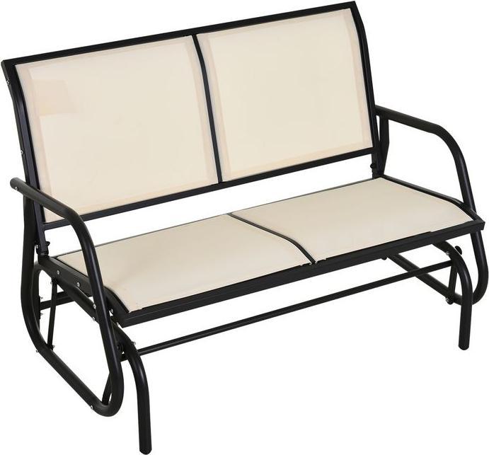 Actual product image Swisshandel24 Rocking chair 2-seater garden bench garden swing bench park bench metal black+beige 120x70x85cm