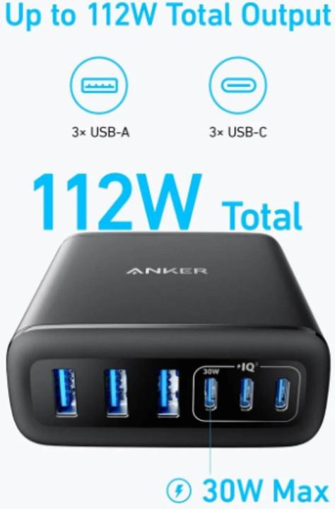 Produktbild Anker 6-in-1 Ladestation 112W 3x USB-A 3x USB-C schwarz (112 W)