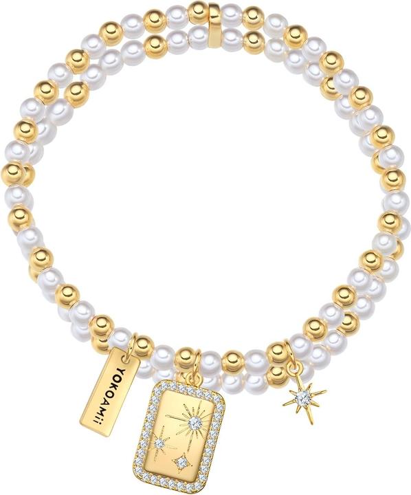 Immagine prodotto Yokoamii Bracciale di perle da donna - 36348 (21 cm, Ottone)