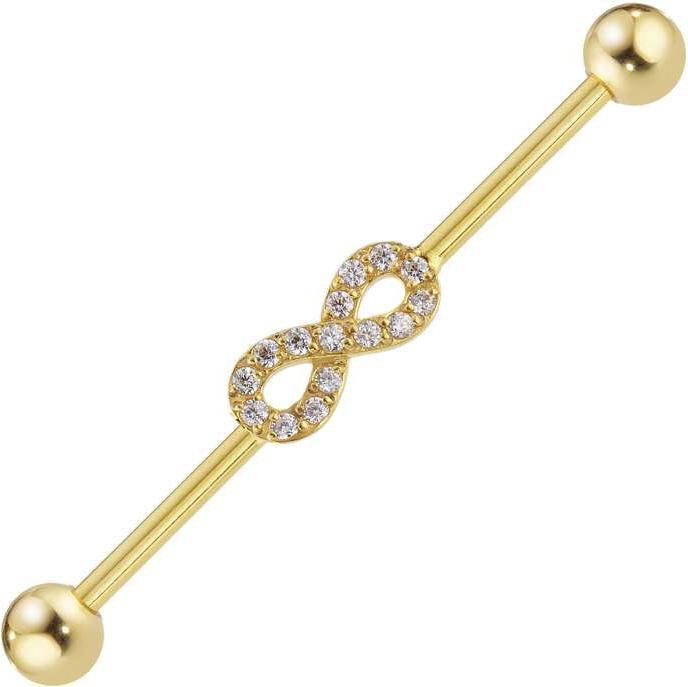 Immagine prodotto Bijouteria Industrial piercing (Acciaio chirurgico 316L, Zirconia, Rivestimento PVD (color oro))