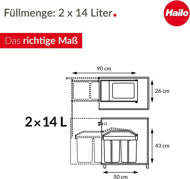 Immagine prodotto Hailo Sistema di separazione dei rifiuti, Bianco (28 l)