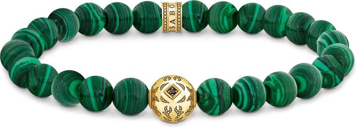 Thomas Sabo Beads-Armband aus grünen Steinen vergoldet