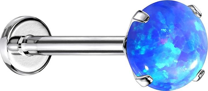 Actual product image Star Piercing Micro Threadless Labret silver opal blue set (without brass, Surgical steel 316L)