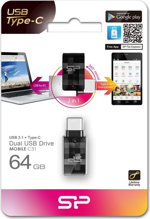 Produktbild Silicon Power Mobile C31 (64 GB, USB-A, USB-C, USB 3.0)
