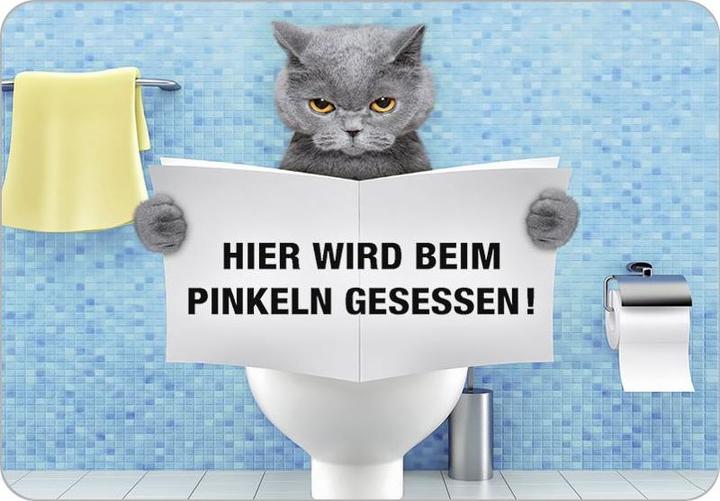 Blechschild Pinkelkatze sitzt (16.5 x 11.5 cm)