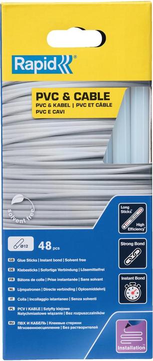 Rapid PVC & Kabel Klebesticks Ø12x190mm 48 Stück