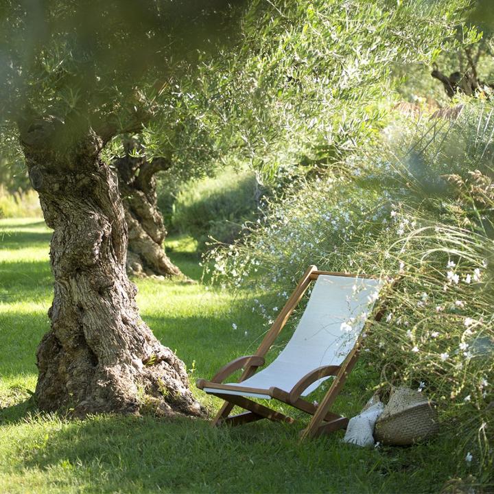 Image du produit Les Jardins Chilienne MARINA en teck et toile Batyline écrue CTTR621+TB00621 (105 cm)