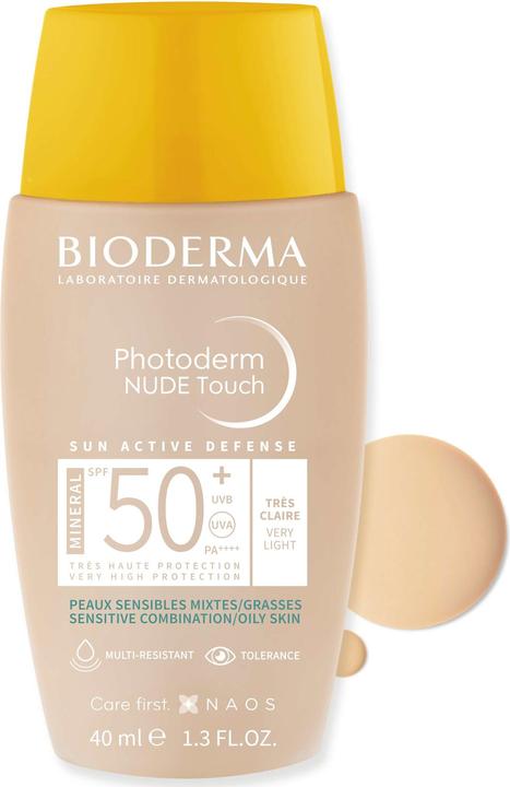 Actual product image Bioderma Photoderm Nude Touch Mineral SPF50+ très claire (Sun cream face, SPF 50, 40 ml)