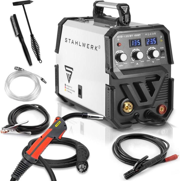 Produktbild Stahlwerk Schutzgas Schweissgerät MIG MAG 135 ST IGBT mit 135 Ampere mit E-Hand