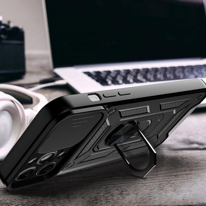 Produktbild Hurtel Hybrid Armor Camshield case for iPhone 13 Pro Max armored case with camera cover blue (Apple iPhone 13 Pro Max)