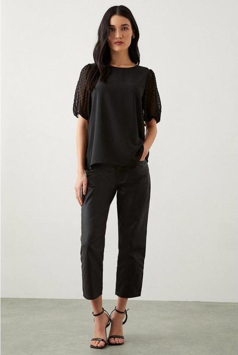 Produktbild Dorothy Perkins Dobby Gepunktete Chiffon Kontrastärmel Bluse (44 D)