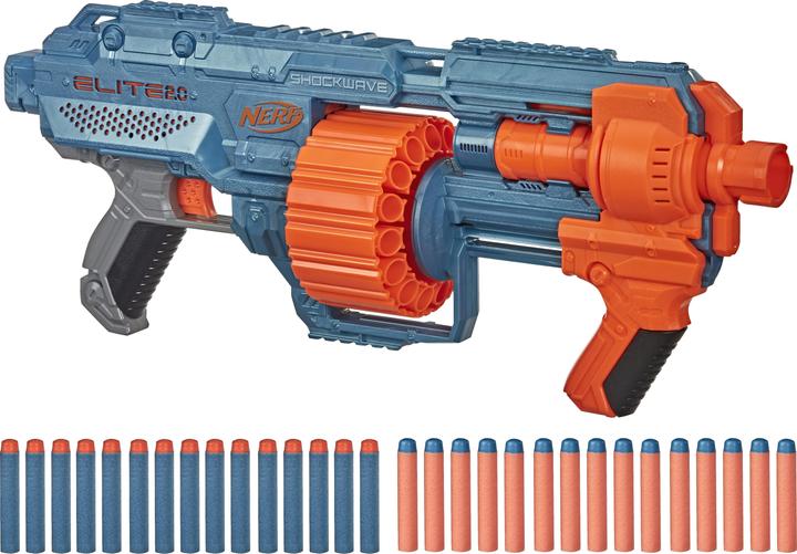Actual product image Nerf Elite 2.0 Shockwave RD-15 Blaster, 30 Darts, 15-dart rotating drum, rapid fire, with E