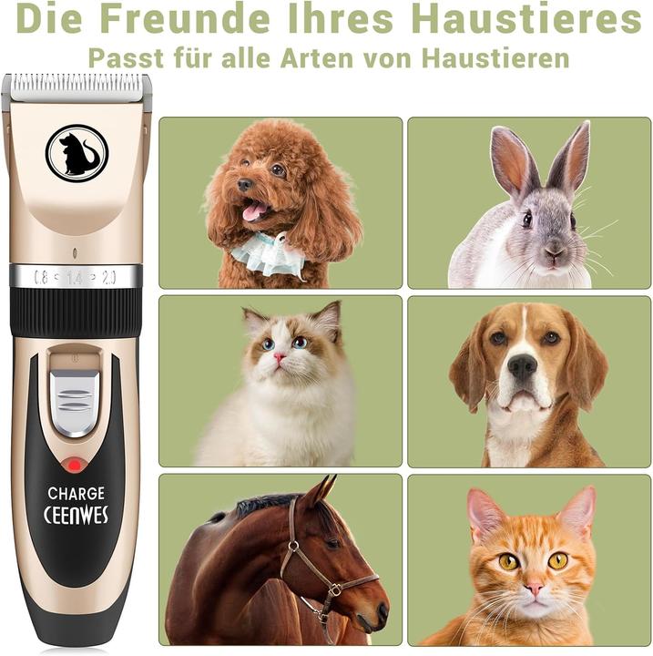 Produktbild Ceenwes CW19-14 kabellose Profi Tierhaarschneidemaschine mit 10tlg. Zubehör (Hund)