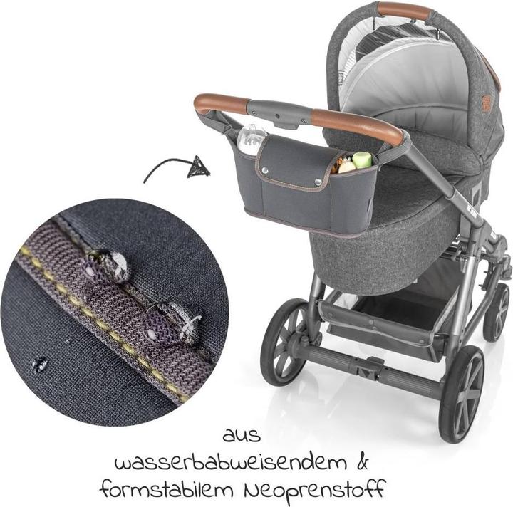Actual product image Zamboo Neoprene pram bag organiser for prams and pushchairs - dark grey
